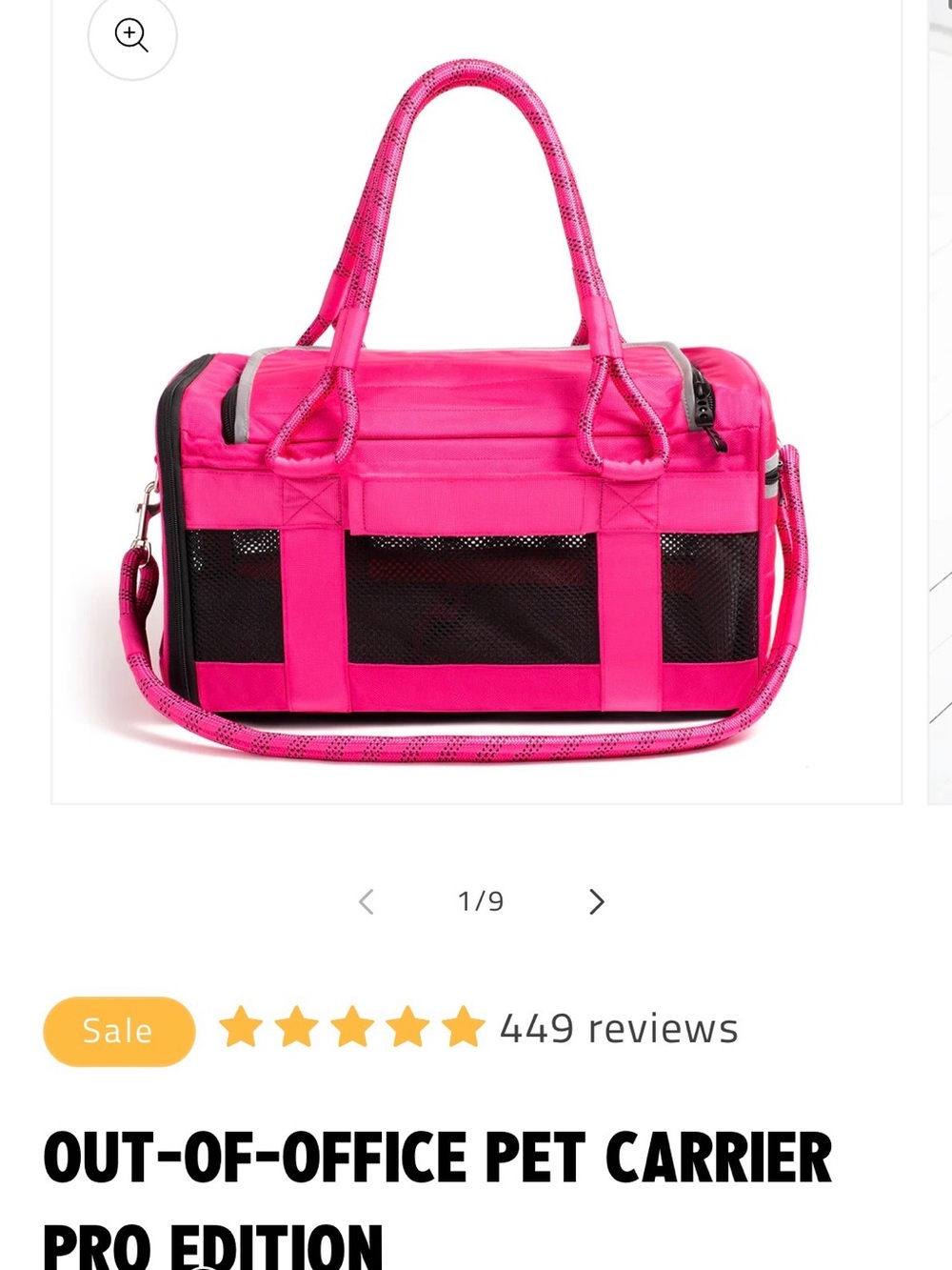 Hot Pink Pet Carrier Tote